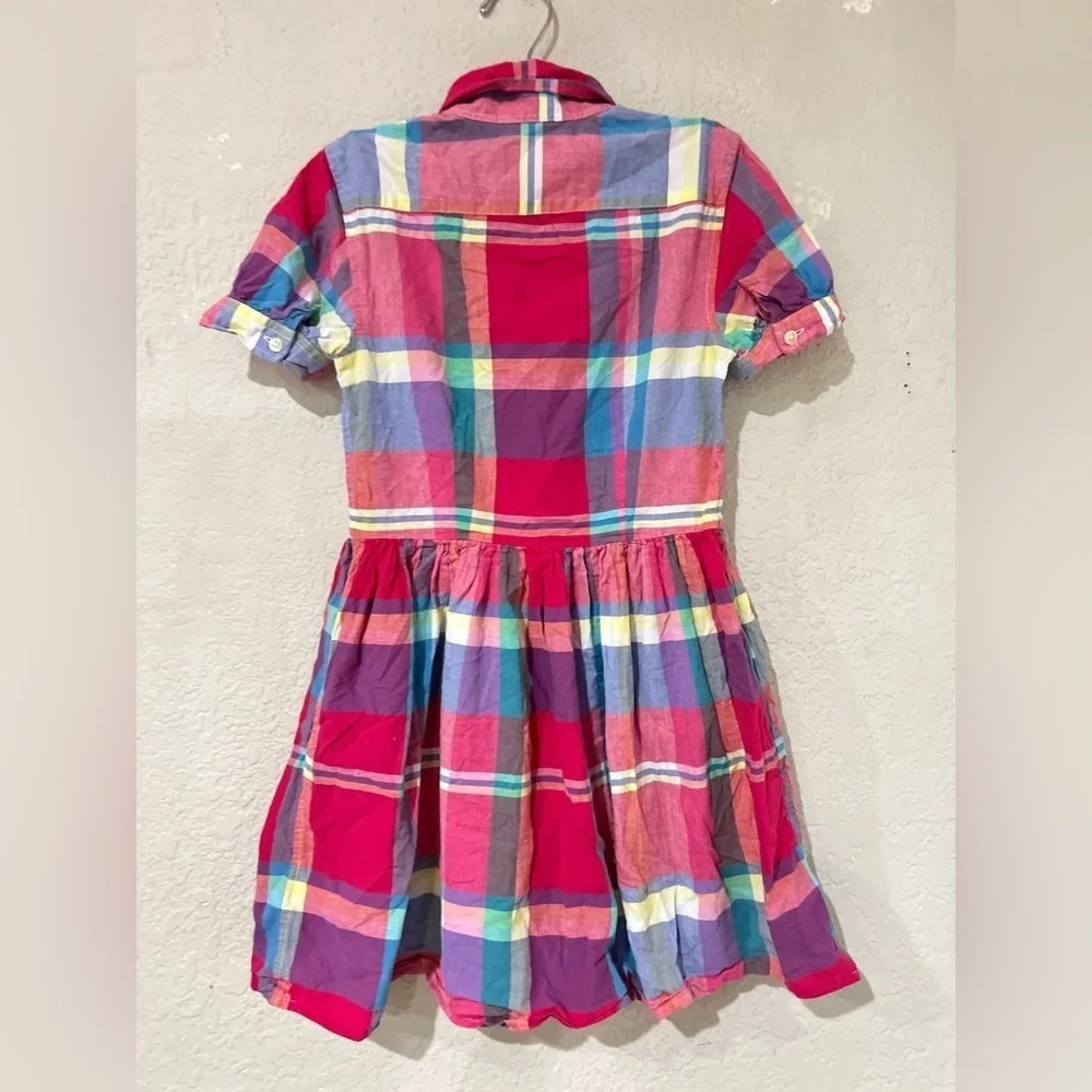 Ralph Lauren Kids Cotton Madras Chequered Dress in pink and blue size 12